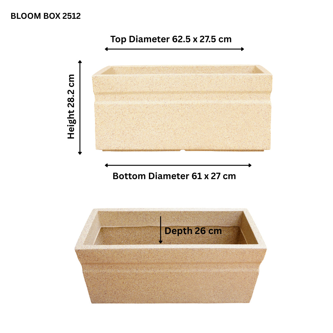 Bloom Box Sand Stone Atul Gardenia Unbreakable Indoor & Outdoor Planter | 25 Inch