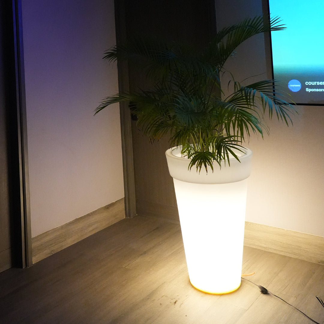Bloom White LED Atul Gardenia Unbreakable Indoor & Outdoor Planter