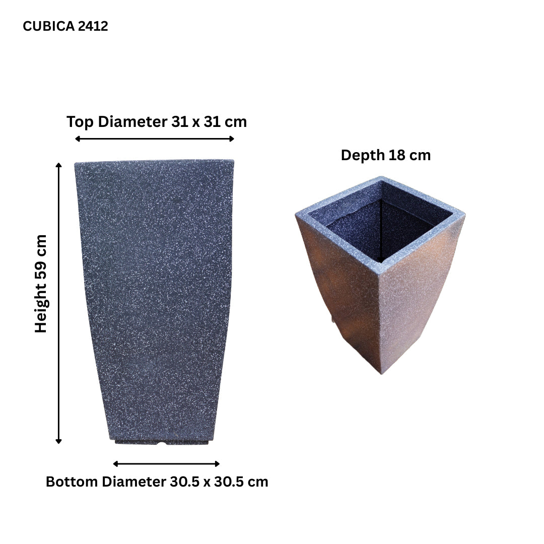 Cubica Gery Stone Atul Gardenia Unbreakable Indoor & Outdoor Planter | 24 Inch