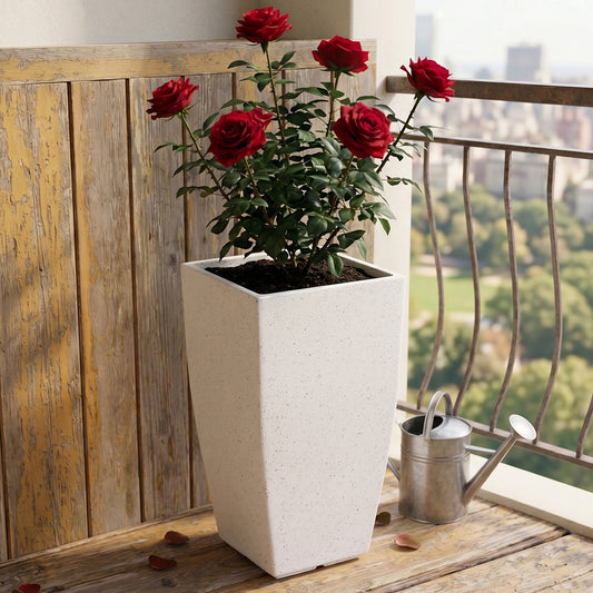 Cubica Marble White Atul Gardenia Unbreakable Indoor & Outdoor Planter | 24 Inch