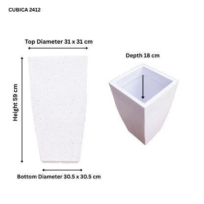 Cubica Marble White Atul Gardenia Unbreakable Indoor & Outdoor Planter | 24 Inch