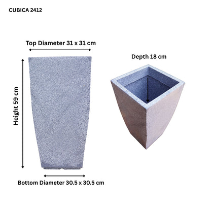 Cubica Mosaic Grey Atul Gardenia Unbreakable Indoor & Outdoor Planter | 24 Inch