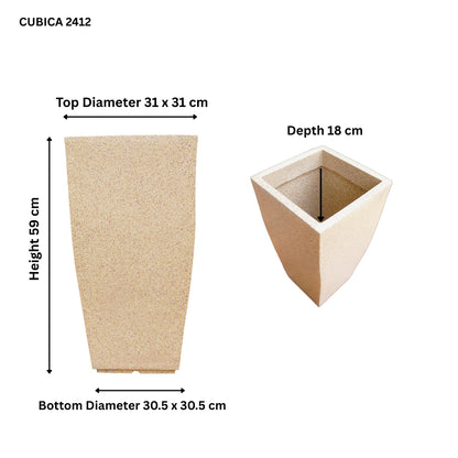 Cubica Sand Stone Atul Gardenia Unbreakable Indoor & Outdoor Planter | 24 Inch