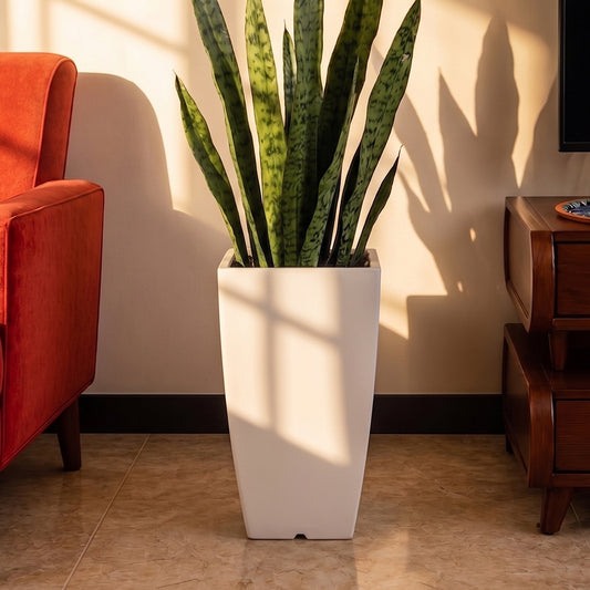 Cubica White Atul Gardenia Unbreakable Indoor & Outdoor Planter | 24 Inch