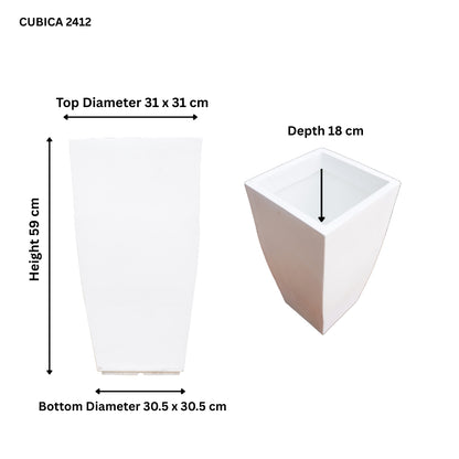 Cubica White Atul Gardenia Unbreakable Indoor & Outdoor Planter | 24 Inch
