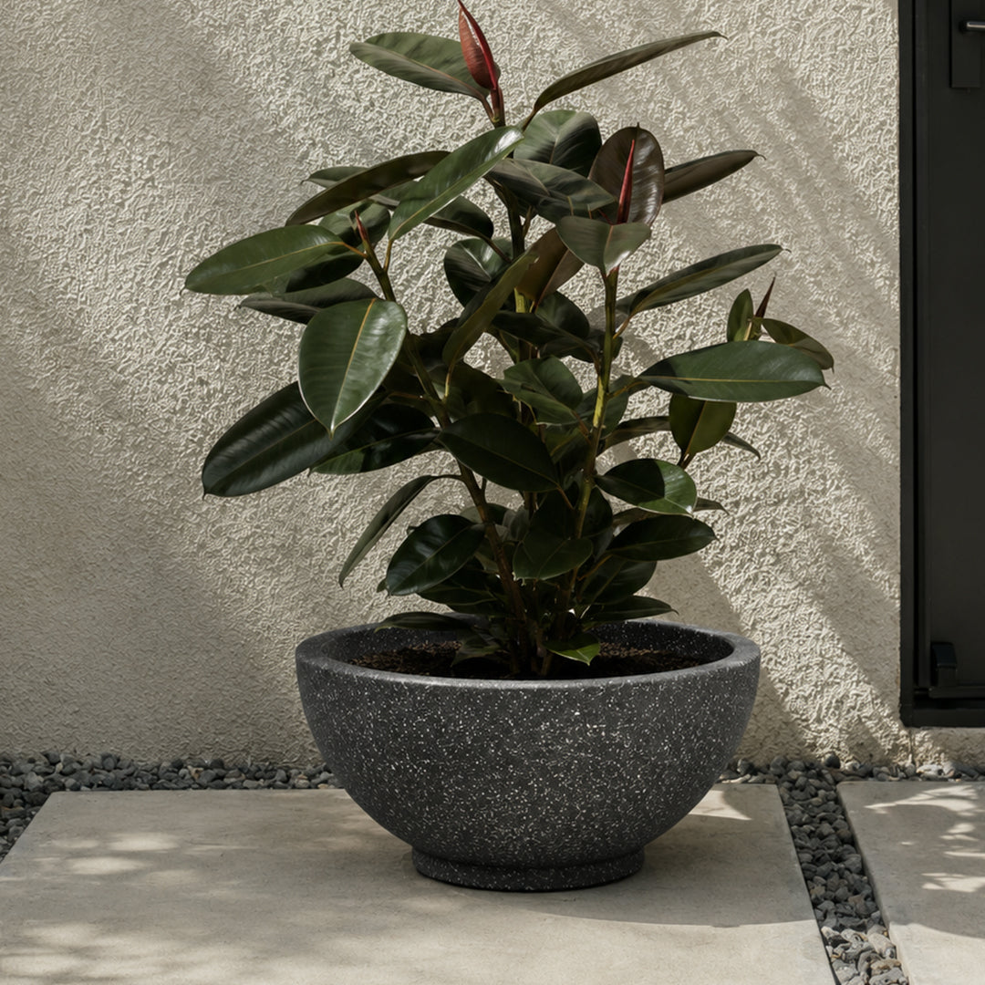 Curvy Grey Stone Atul Gardenia Unbreakable Indoor & Outdoor Planter | 18 Inch