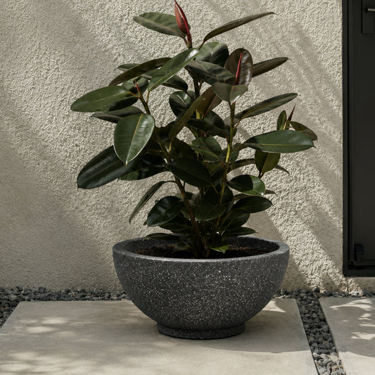 Curvy Grey Stone Atul Gardenia Unbreakable Indoor & Outdoor Planter | 18 Inch