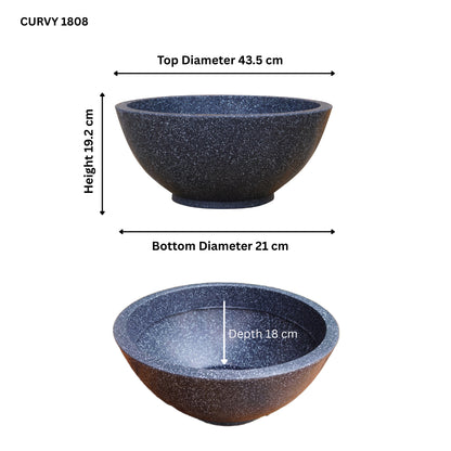 Curvy Grey Stone Atul Gardenia Unbreakable Indoor & Outdoor Planter | 18 Inch