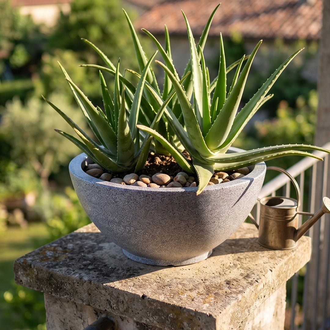 Curvy Mosaic Grey Atul Gardenia Unbreakable Indoor & Outdoor Planter | 18 Inch
