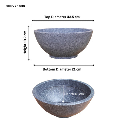 Curvy Mosaic Grey Atul Gardenia Unbreakable Indoor & Outdoor Planter | 18 Inch
