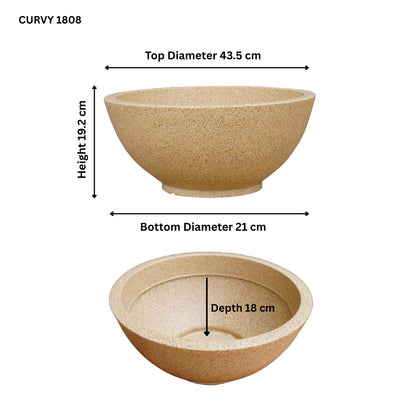 Curvy Sand Stone Atul Gardenia Unbreakable Indoor & Outdoor Planter | 18 Inch