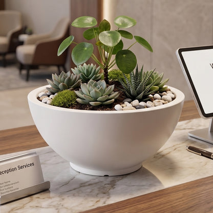 Curvy White Atul Gardenia Unbreakable Indoor & Outdoor Planter | 18 Inch