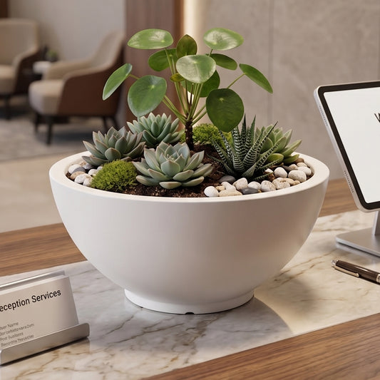 Curvy White Atul Gardenia Unbreakable Indoor & Outdoor Planter | 18 Inch