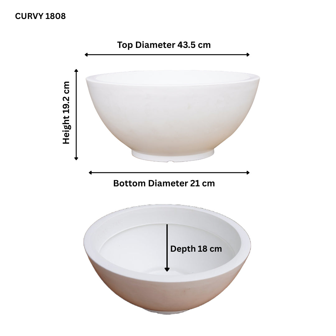 Curvy White Atul Gardenia Unbreakable Indoor & Outdoor Planter | 18 Inch