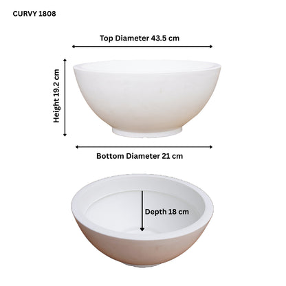 Curvy White Atul Gardenia Unbreakable Indoor & Outdoor Planter | 18 Inch