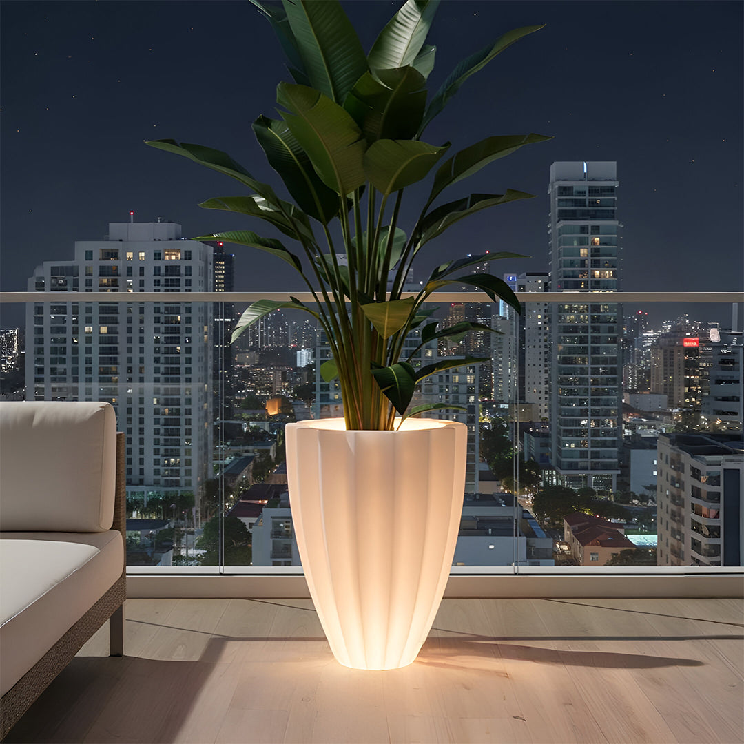 Flora White LED Atul Gardenia Unbreakable Indoor & Outdoor Planter