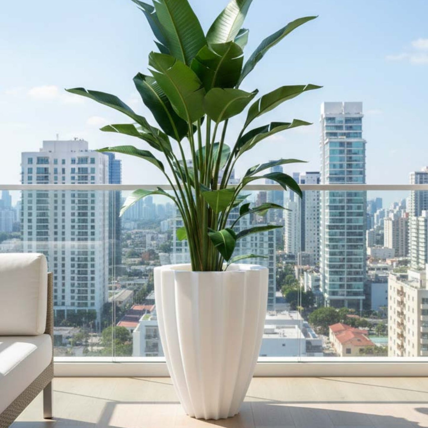 Flora White LED Atul Gardenia Unbreakable Indoor & Outdoor Planter
